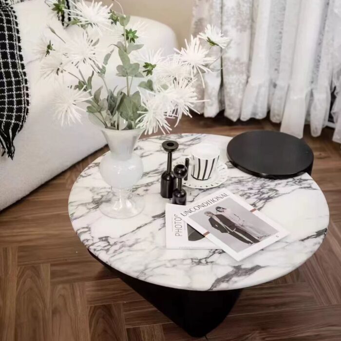 岩板家用小户型客厅圆形茶几